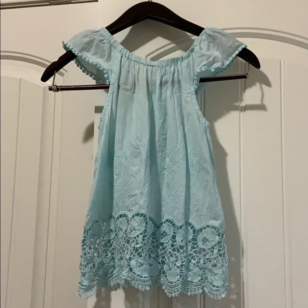 Little girls cap sleeve lace tank top